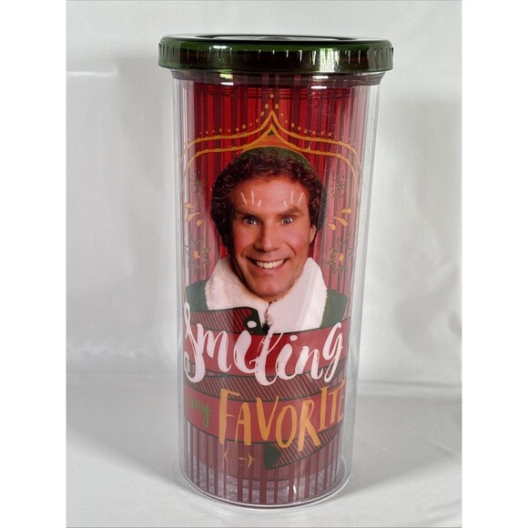 Sleigh Bell Bistro Other - Buddy Elf Tumbler "Smiling Is My Favorite" • Will Ferrell • Red/Green Travel Cup